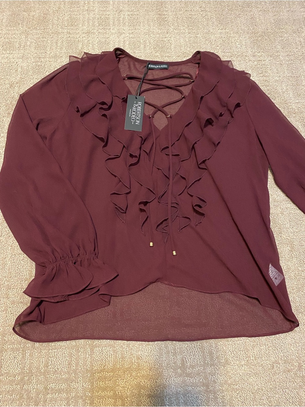 Nwt {Robertson + Rodeo | Mixology} Chloe Ruffle Top | Sangria ~ Size Medium — image 2 of 8